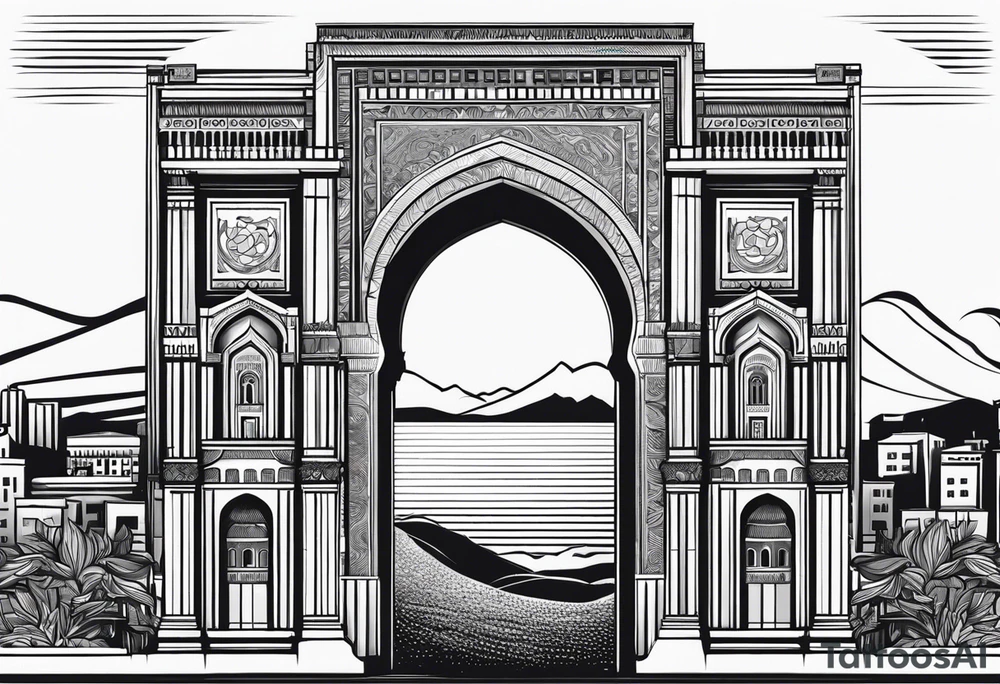 israel city vector gate 
swirl 
 vignette tattoo idea