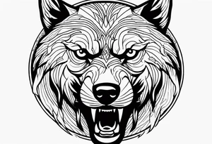 Werewolf face facing forward with a white and black eye very well detailed 
hand tattoo tattoo idea