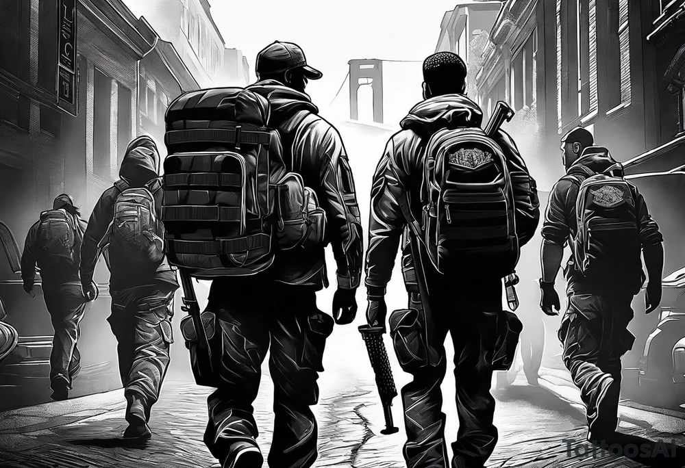 Rucking, brotherhood, shadows, fitness, GrowRuck tattoo idea