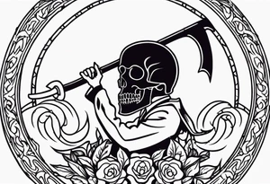 death with scythe and nightshade mortician tattoo idea