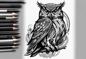 An owl with the name Teagan written inside of it somewhere tattoo idea