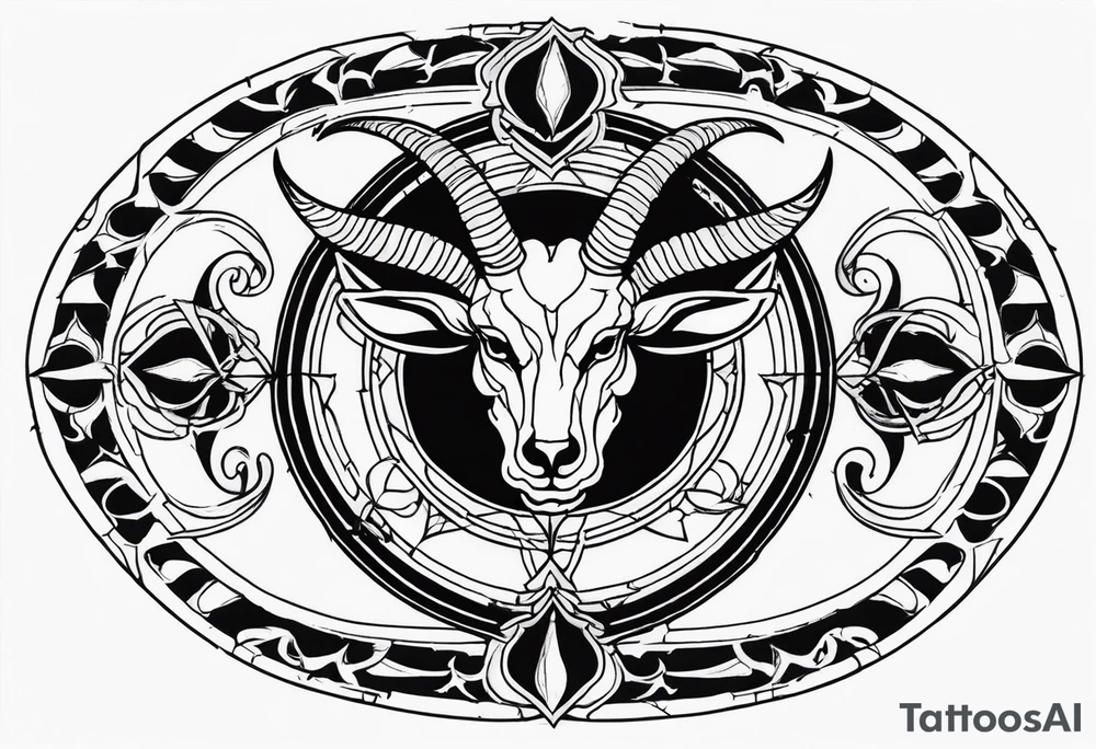 9 circles of baphomet hell dark, gloomy, brutal. Merged into one. tattoo idea