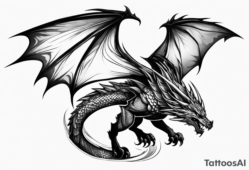 Silhouette wyvern tattoo idea