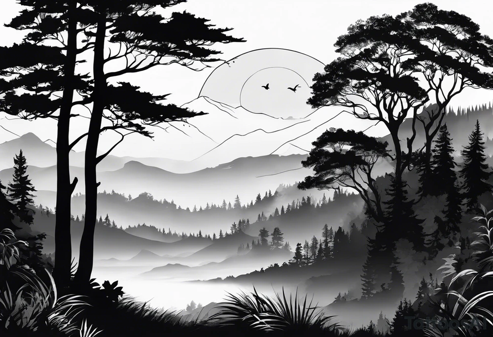 Bäume silhouette tattoo idea