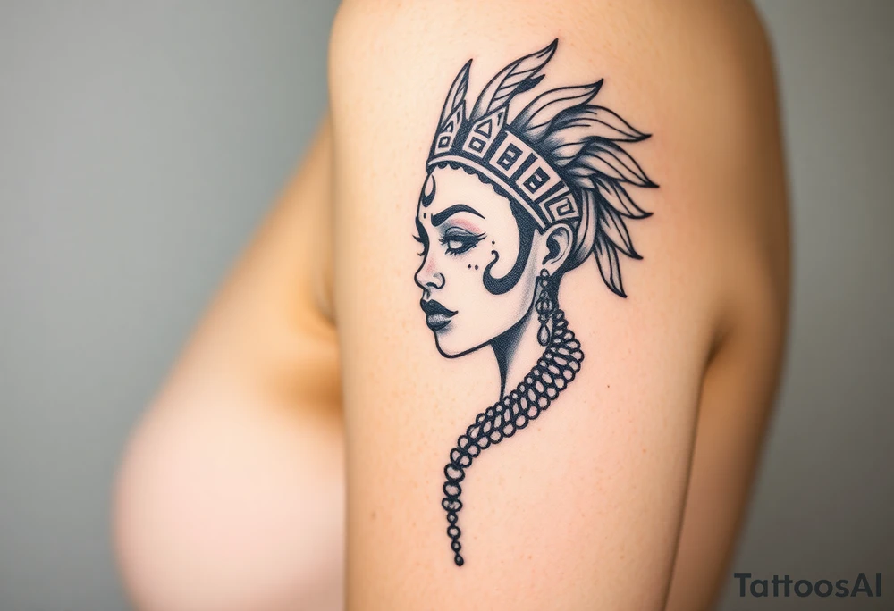 African goddess with tribal makeup tattoo idea