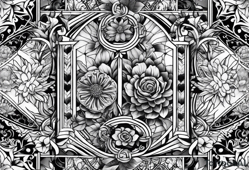Patchwork sleeve tattoo idea