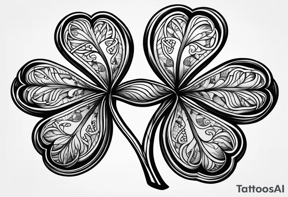 3 leaf clover with letters G T and JK in each leaf tattoo idea