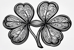 3 leaf clover with letters G T and JK in each leaf tattoo idea