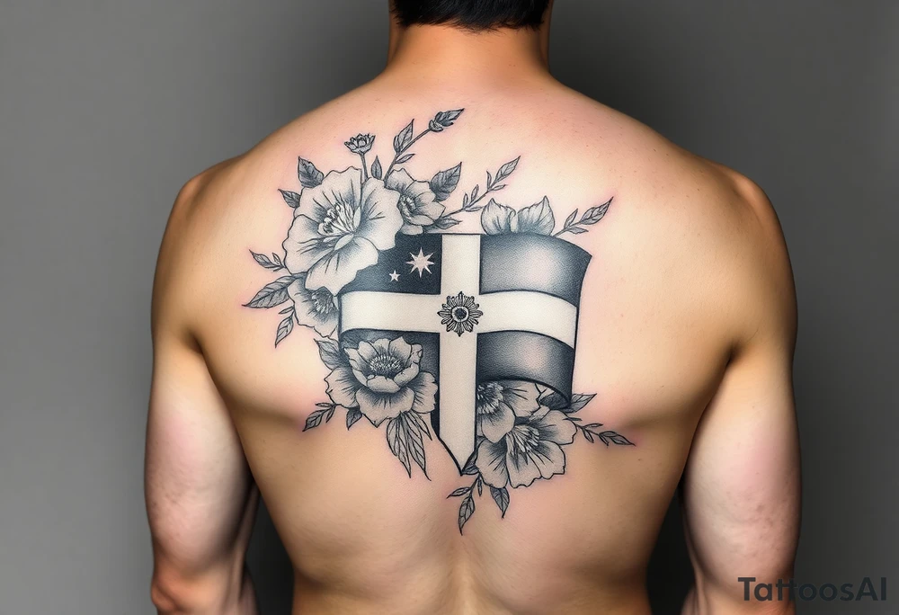 Make me a arm sleeve with flowers being the base having my zodiac sign Virgo, Dominican flag in color, something symbolizing nyc, my parents birthday on Roman numerals 1/10/1980 and 1/18/1984 tattoo idea