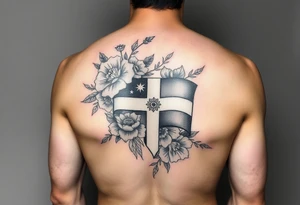 Make me a arm sleeve with flowers being the base having my zodiac sign Virgo, Dominican flag in color, something symbolizing nyc, my parents birthday on Roman numerals 1/10/1980 and 1/18/1984 tattoo idea