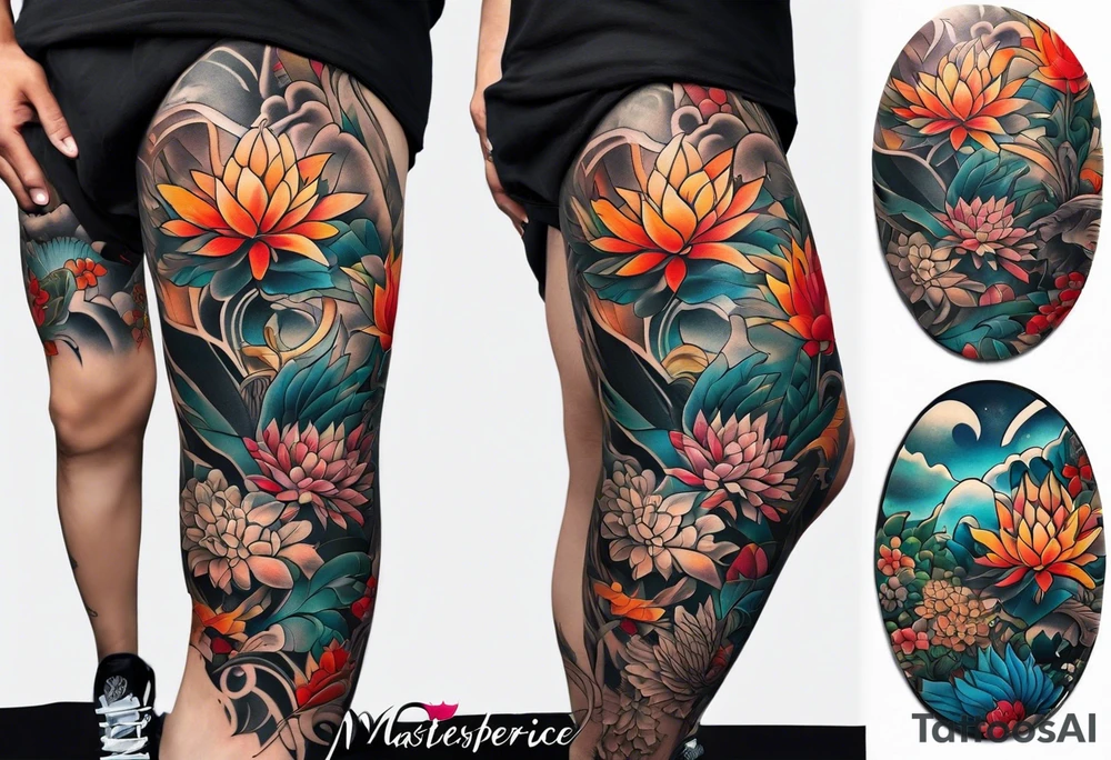 leg tattoo, full leg tattoo idea