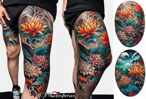 leg tattoo, full leg tattoo idea