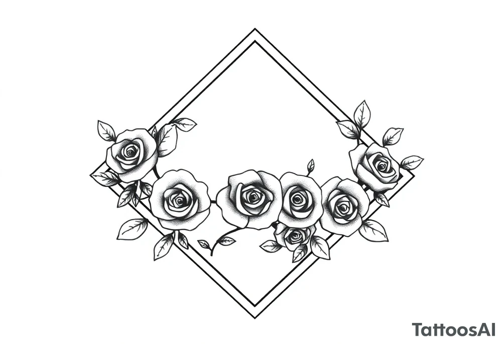 Small Roses filling up the inside of an lateral diamond shape tattoo idea