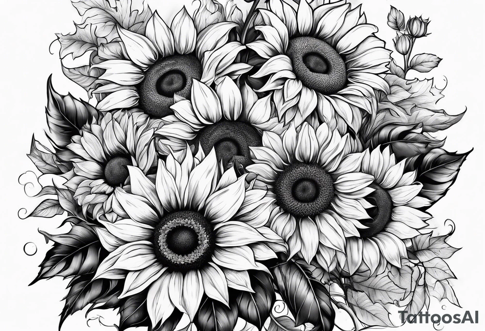 Sunflower bouquet tattoo idea