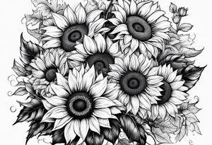 Sunflower bouquet tattoo idea