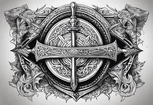 Valhalla stairs sword shield tattoo idea