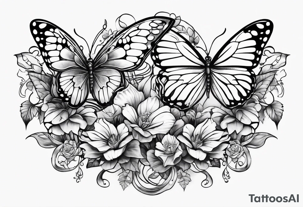 Butterflies surrounding a snake tattoo idea