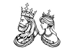 King and Queen couple with crown tattoo idea