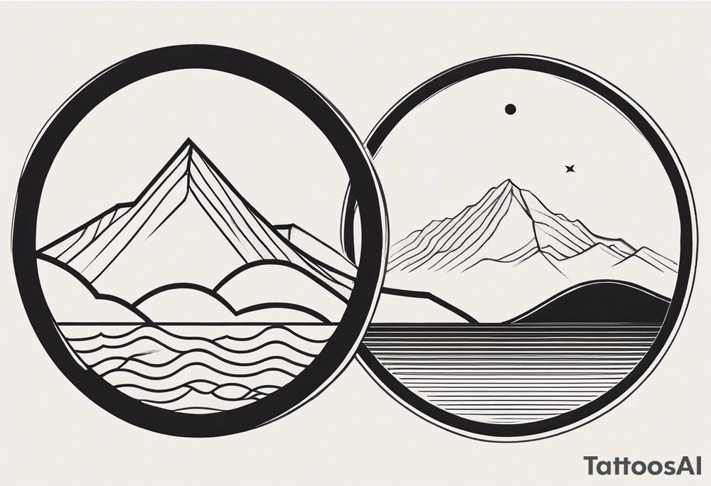 Here’s a concise English description for TattooAI:

	Minimalist black-and-white tattoo placed just above the inner elbow, featuring an open circle symbolizing a new beginning. Inside the circle is a simple, stylized mountain, representing stability and growth. A fine, wavy lifeline extends outward from the mountain, illustrating life’s journey with its ups and downs. Thin, clean lines create a delicate and subtle design. tattoo idea