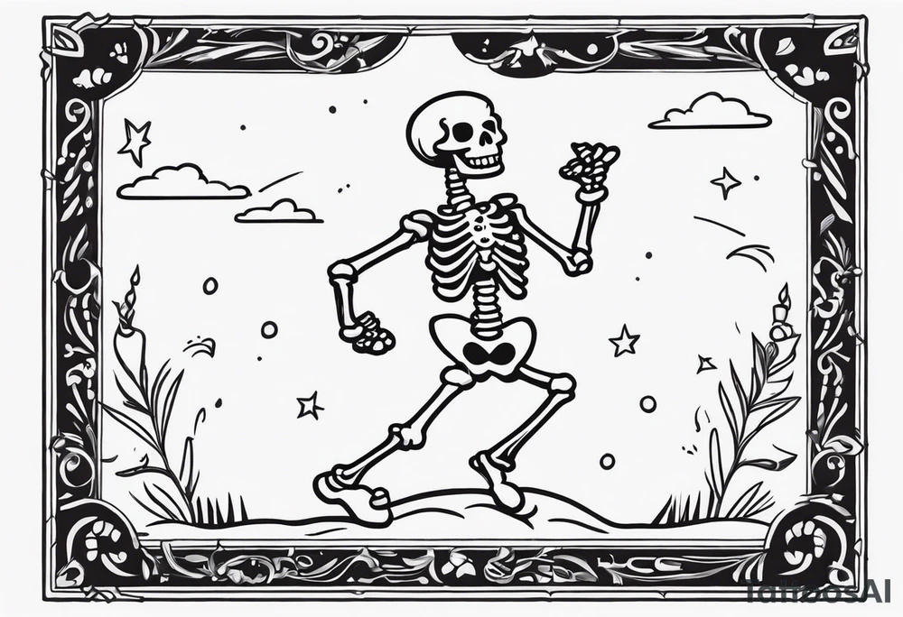 cartoon dancing skeleton tattoo idea