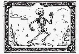 cartoon dancing skeleton tattoo idea