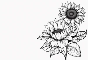 Sunflower and roses with the name Arianna in red scrip letters and “you are my sunshine” tattoo idea