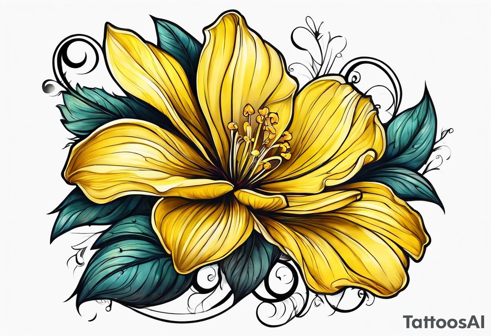 Yellow flower that forms the letter Y followed by vette tattoo idea