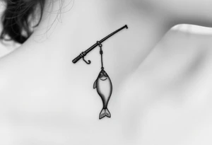 Girly fishing rod with something showcasing South Carolina dangling from it tattoo idea