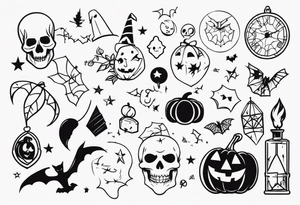 Halloween themed flash sheets tattoo idea