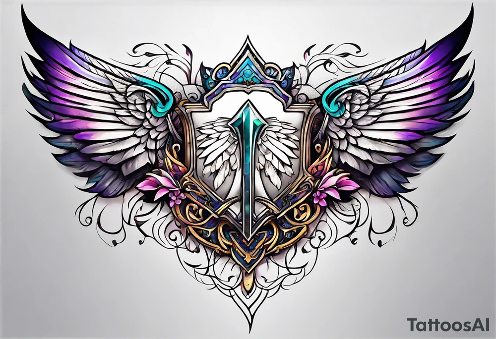 Full sternum tattoo wings wide tattoo idea