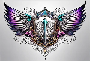 Full sternum tattoo wings wide tattoo idea