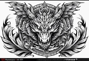Dragon phoenix mexican skull full body tattoo idea