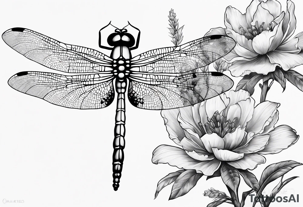 Dragonfly with name Okah and Heather tattoo idea