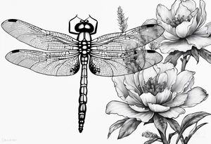 Dragonfly with name Okah and Heather tattoo idea
