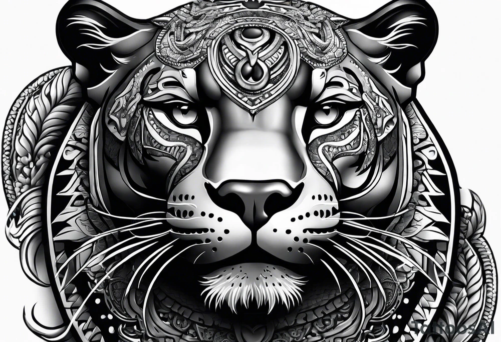 aztec black jaguar with snake tattoo idea