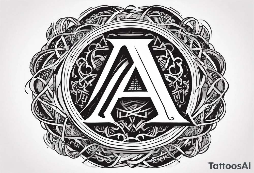 Δ inside a circle made from chain and rope elements. tattoo idea