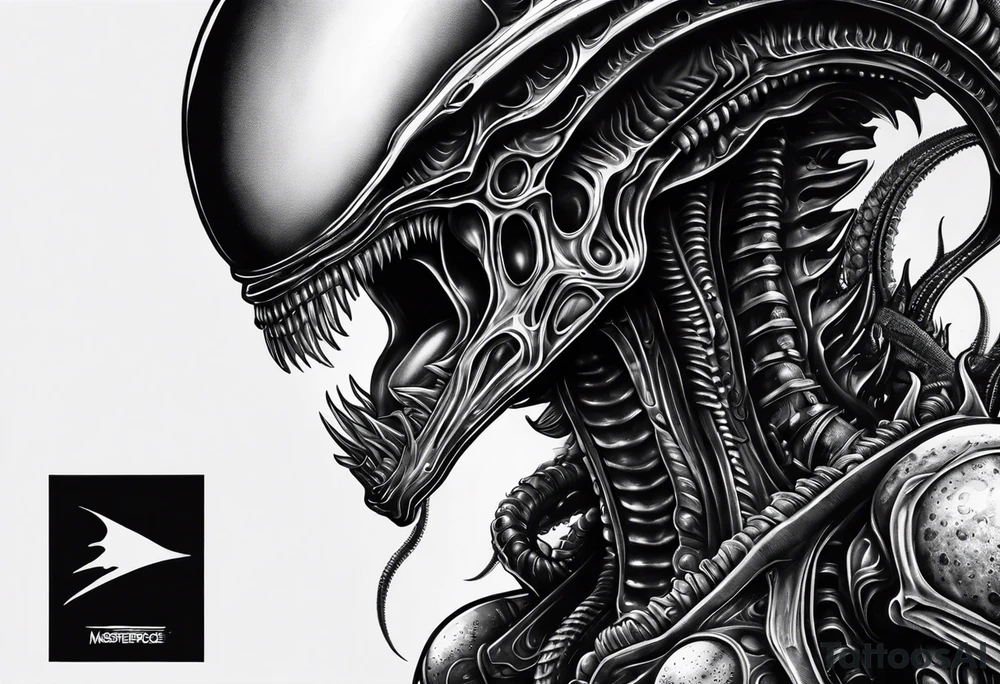 Xenomorph with eggs sleeve tattoo idea