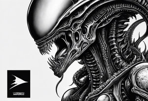 Xenomorph with eggs sleeve tattoo idea