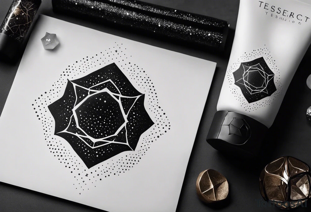Tesseract and stars tattoo idea