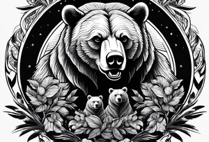 Bear protecting cubs tattoo idea