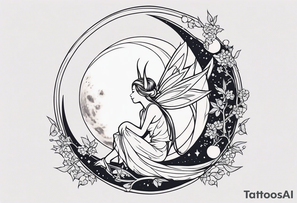 Moon fairy dragon tattoo idea