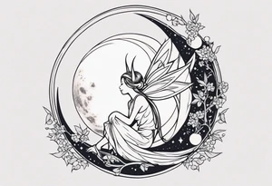 Moon fairy dragon tattoo idea
