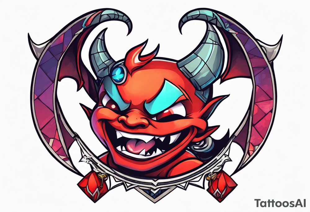 cute devil boy holding a timebomb tattoo idea