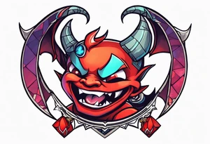 cute devil boy holding a timebomb tattoo idea