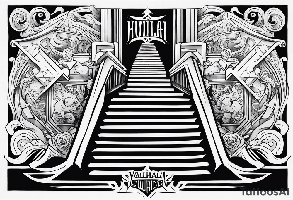 Valhalla sword fog stairs tattoo idea