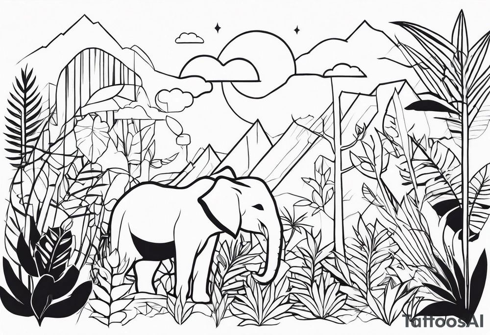 JUNGLE WITH ANIMALS tattoo idea