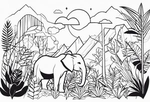JUNGLE WITH ANIMALS tattoo idea