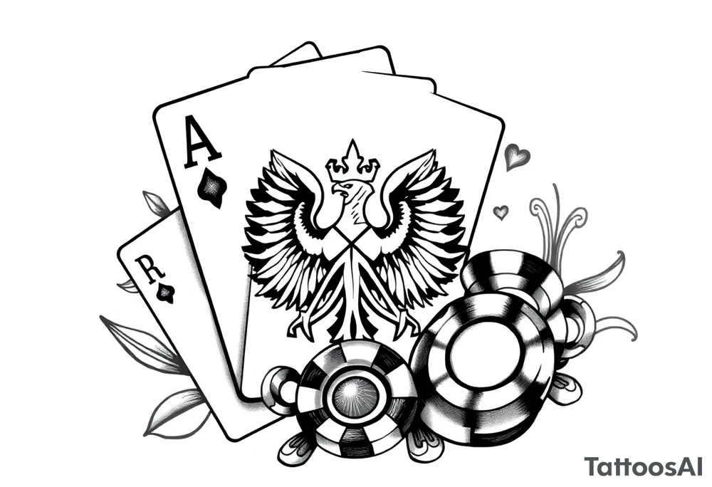 Poland symbol and poker cards Add casino money to it. tattoo idea