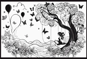 fairies and butterflies with balloons tattoo idea