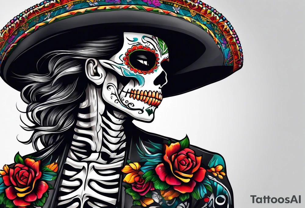 Mexico day of dead  man standing
 skeleton drink tattoo idea
